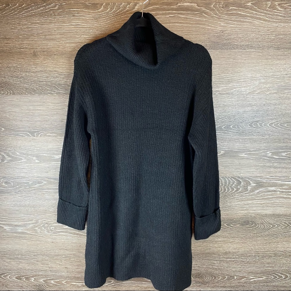 Topshop funnel neck black knit sweater dress NWT